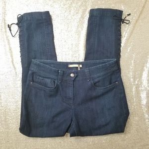 Anthropologie Leifsdottir Dark Wash Lace Up Jeans